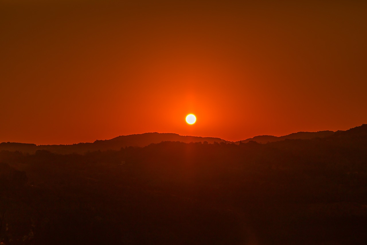 A stunning sunrise in summer, with the golden sun rising above the horizon.