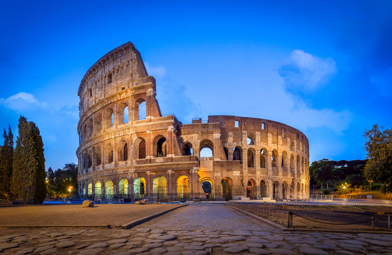 A magnificent view of the Colosseum in Rome, a timeless symbol of ancient Roman architecture and culture.