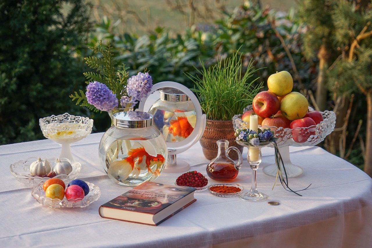 The Nowruz table, Haft-Seen, features seven symbolic items representing life and nature.