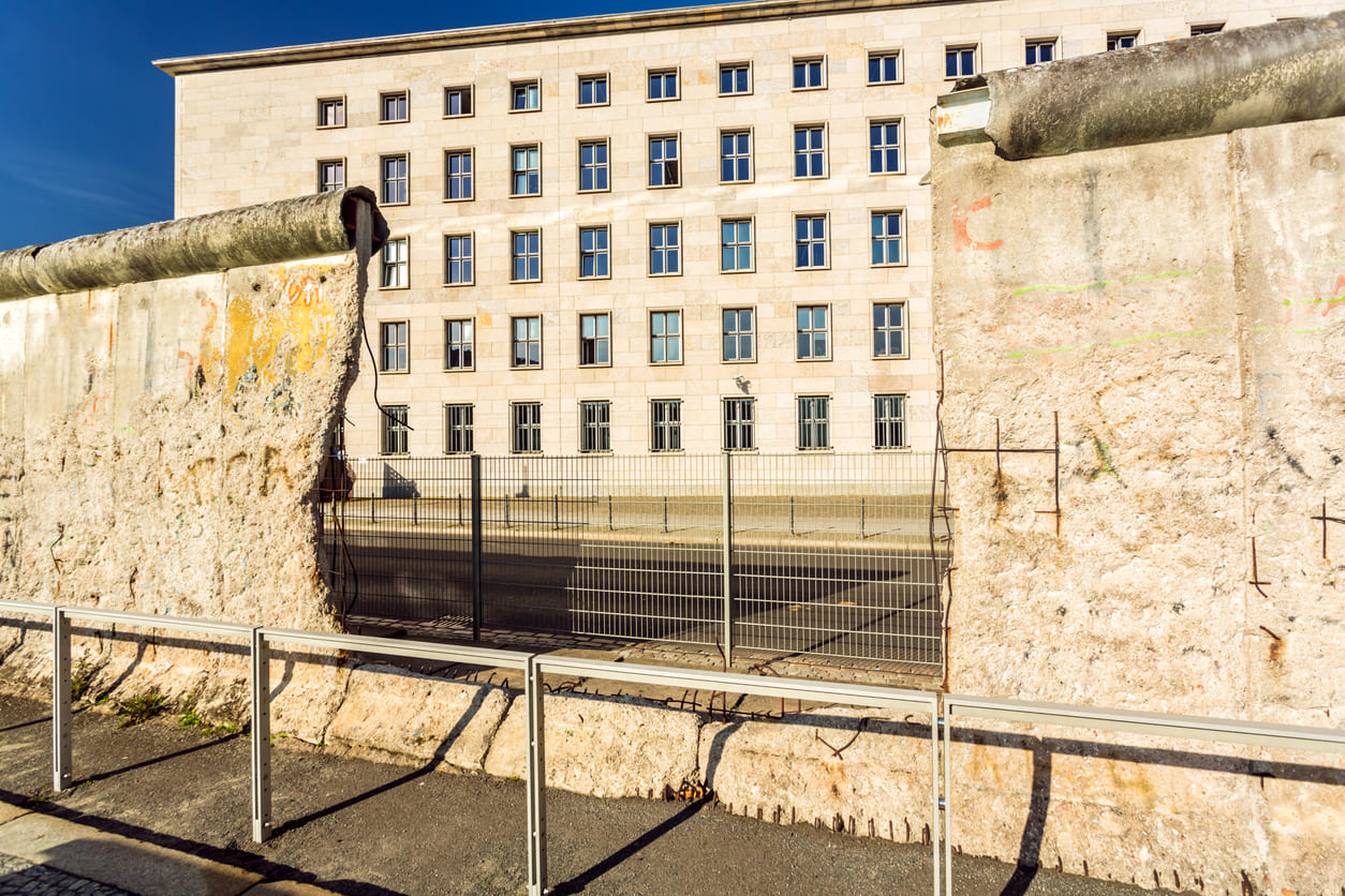 A preserved section of the Berlin Wall, representing the historical division of Germany.