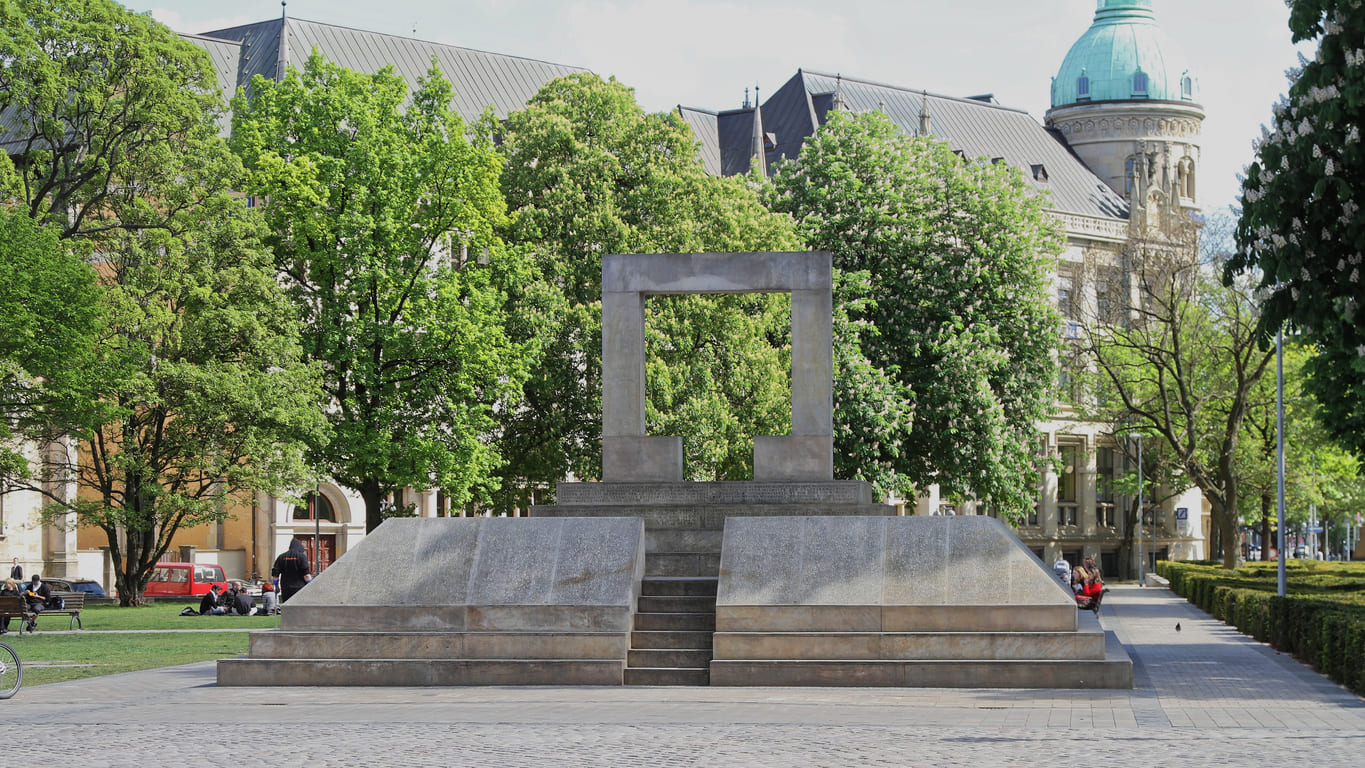 Jewish Memorial in Hannover, a simple yet profound structure, symbolizing reflection and remembrance.