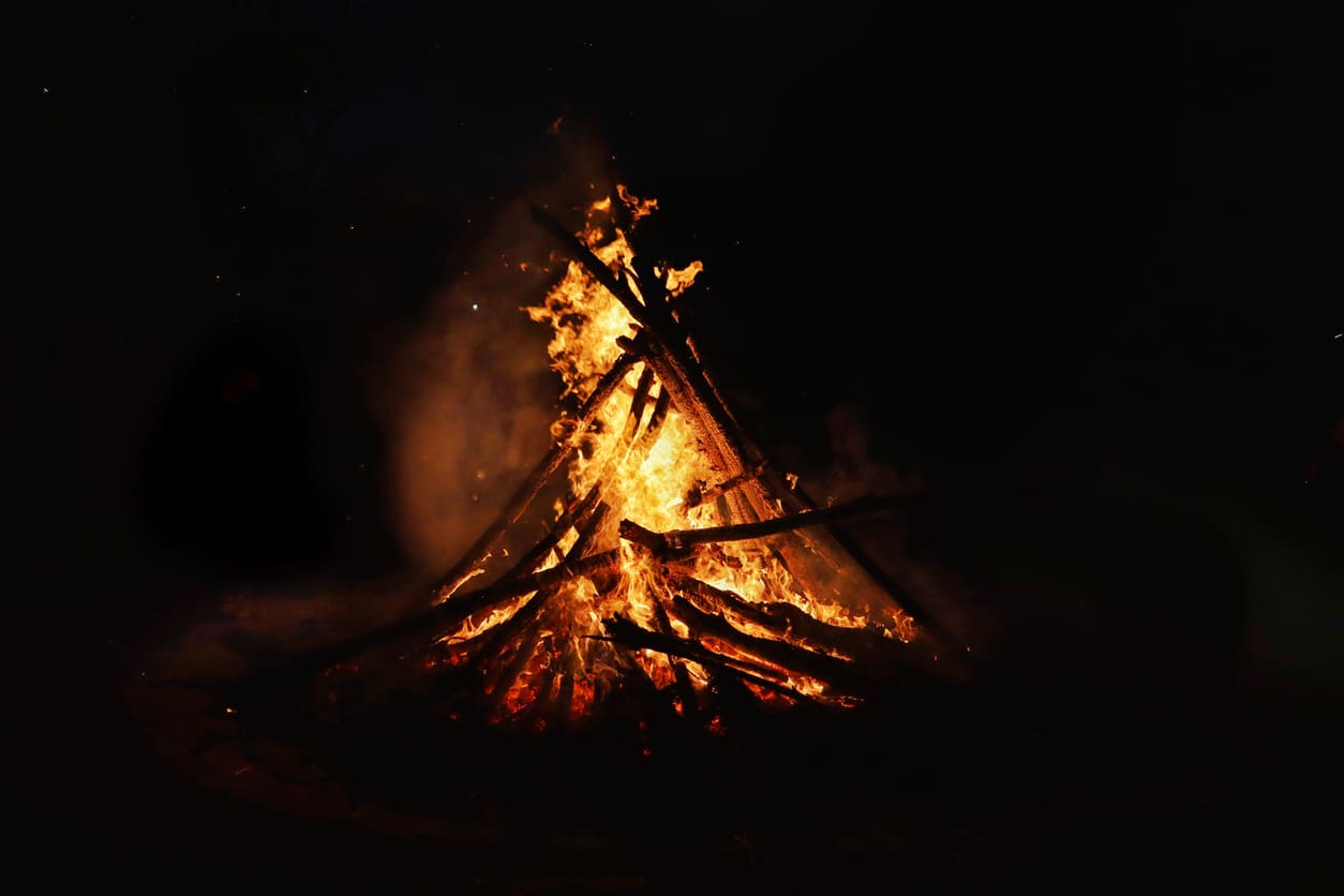 Holika Dahana bonfire, symbolizing the triumph of good over evil.