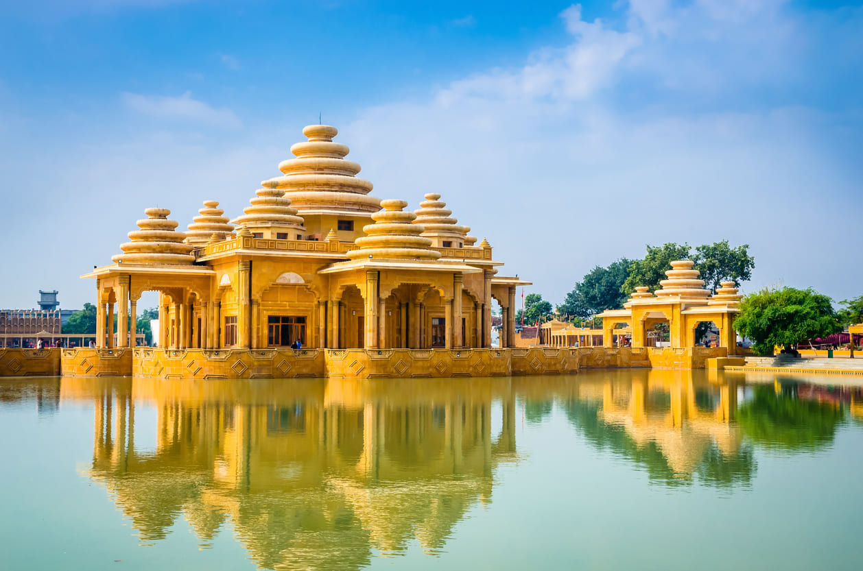 Bhagwan Valmiki Tirath Sthal near Amritsar, Punjab, reflecting its architectural beauty and spiritual significance.