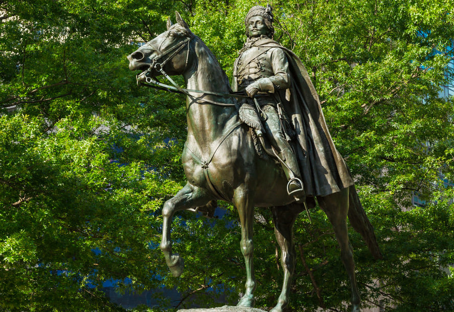 Statue of General Casimir Pulaski, commemorating his role in the American Revolution.