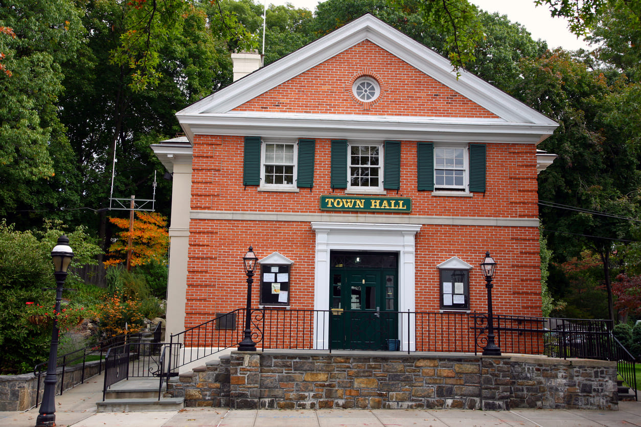 Town hall, a traditional venue for community gatherings and Town Meeting Day events.