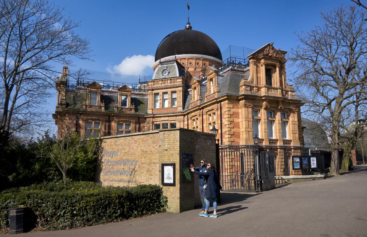 The Royal Observatory, Greenwich, in Greater London, on a sunny day in early spring.