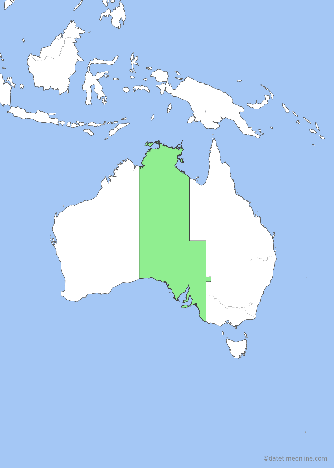 Current time zone map of ACST