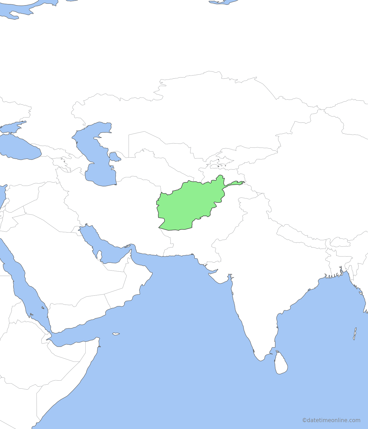 Current time zone map of AFT
