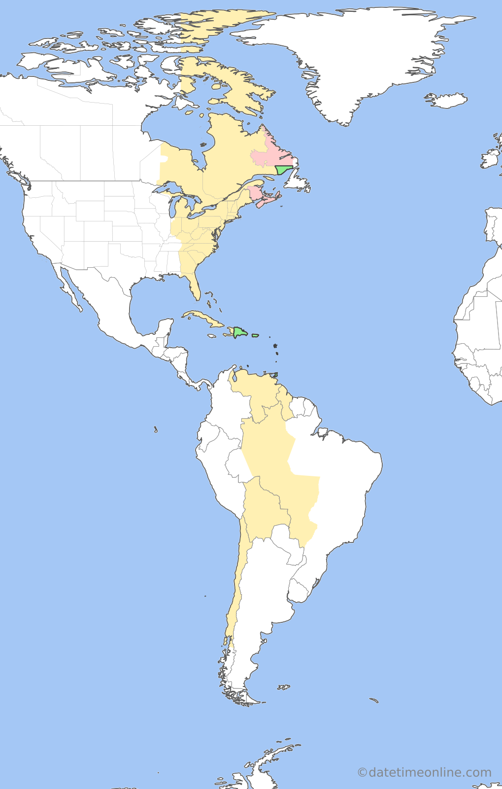 Current time zone map of AST