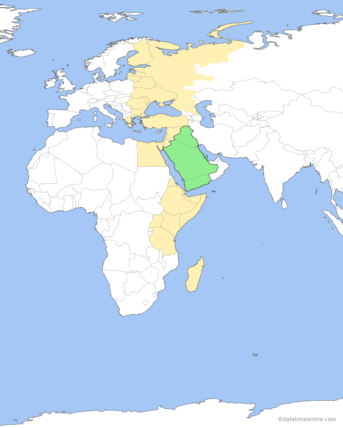 Current time zone map of AST