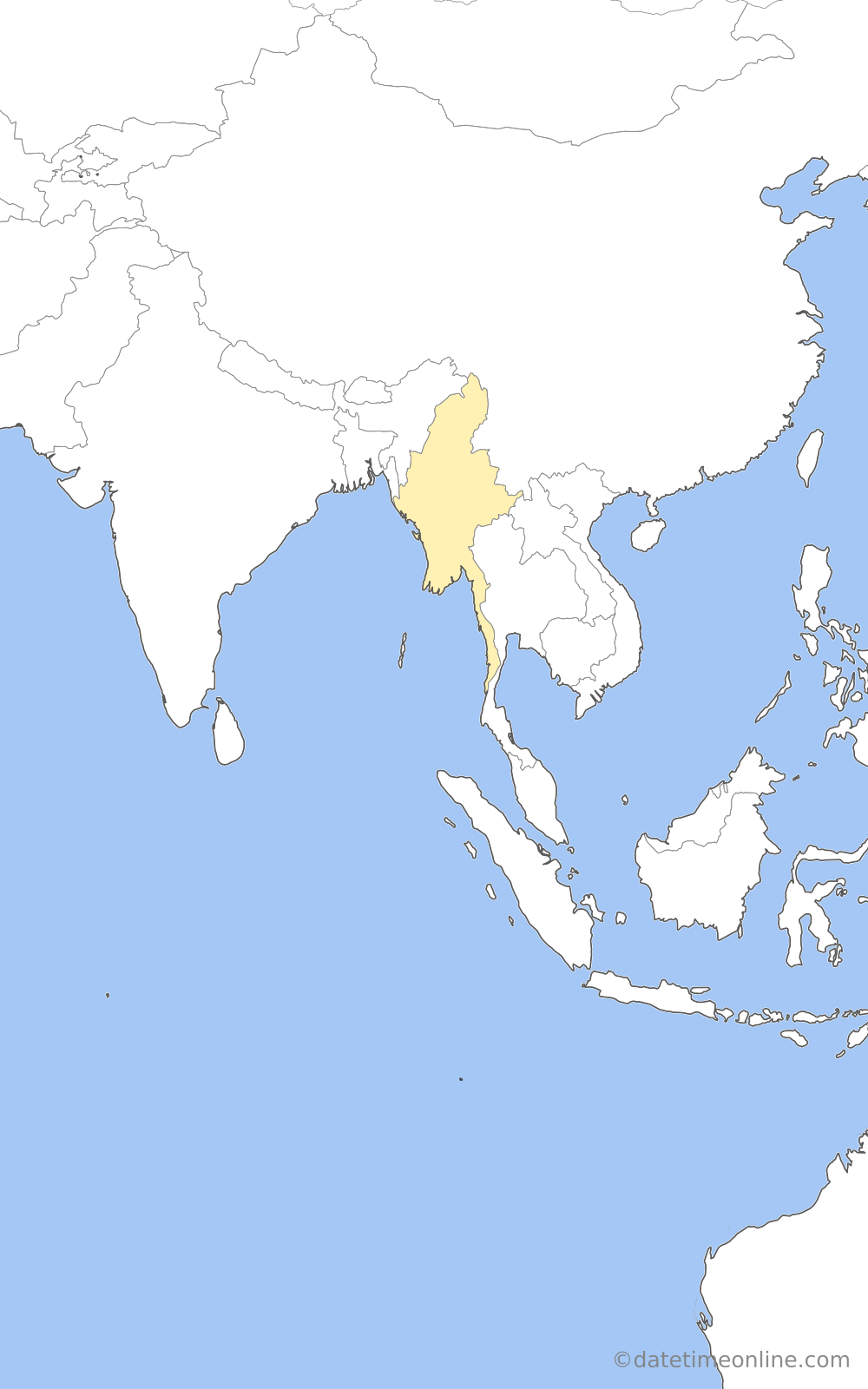 Current time zone map of CCT