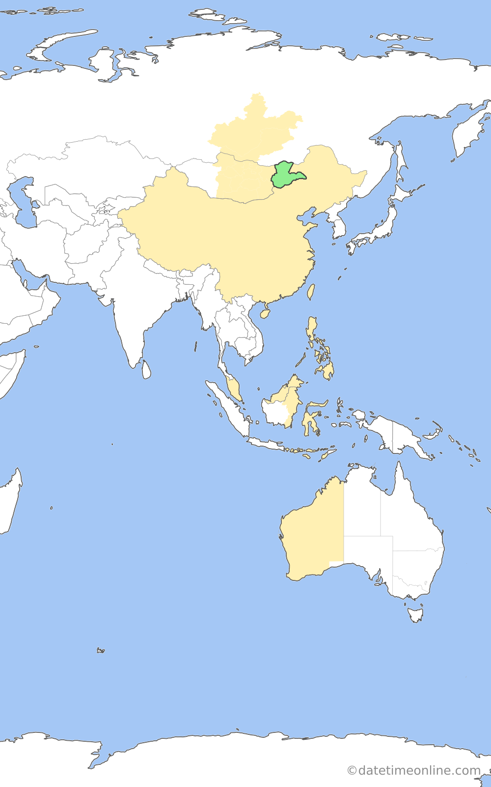 Current time zone map of CHOT