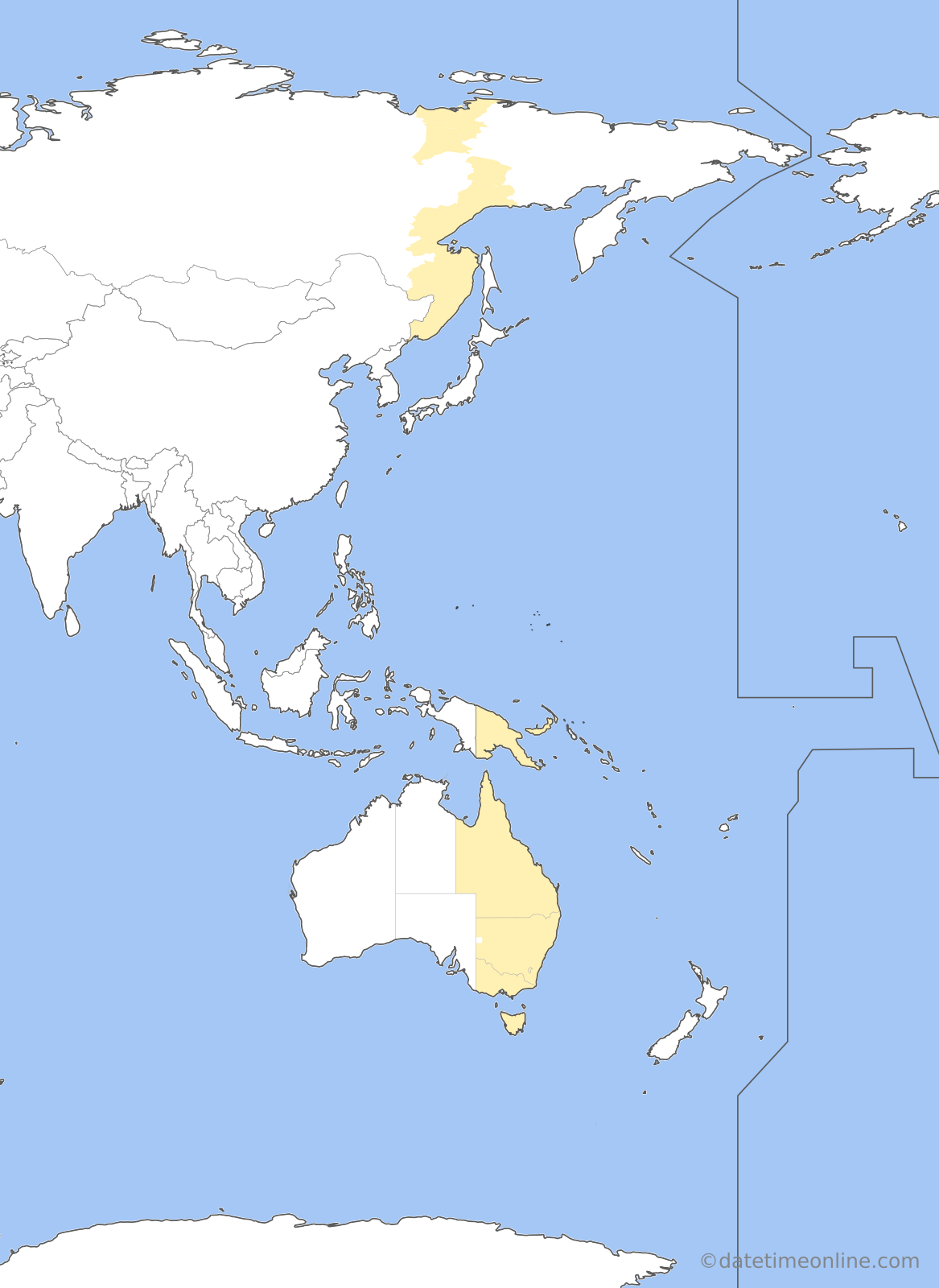 Current time zone map of CHUT