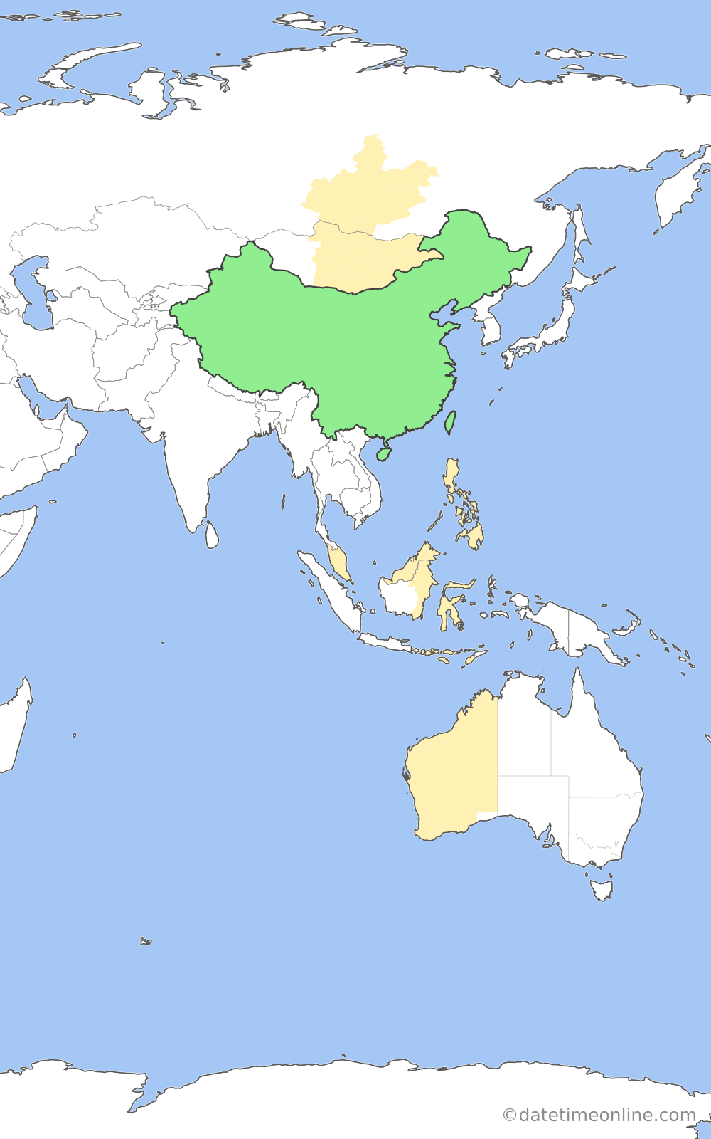Current time zone map of CST