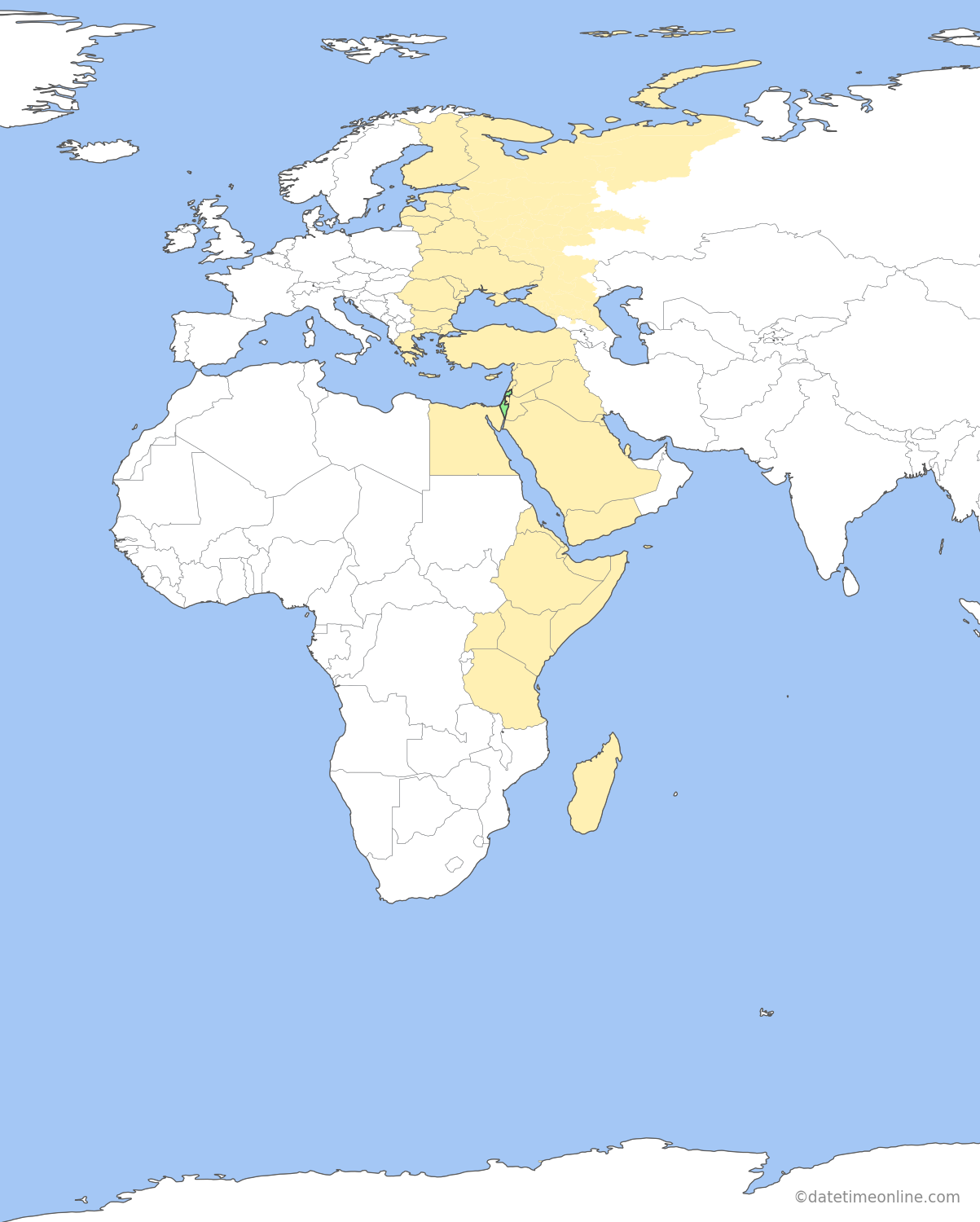 Current time zone map of IDT