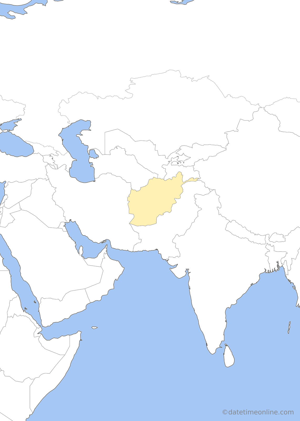 Current time zone map of IRDT