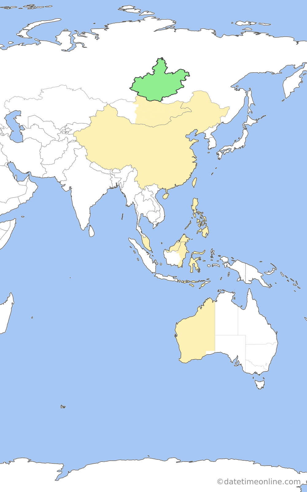 Current time zone map of IRKT