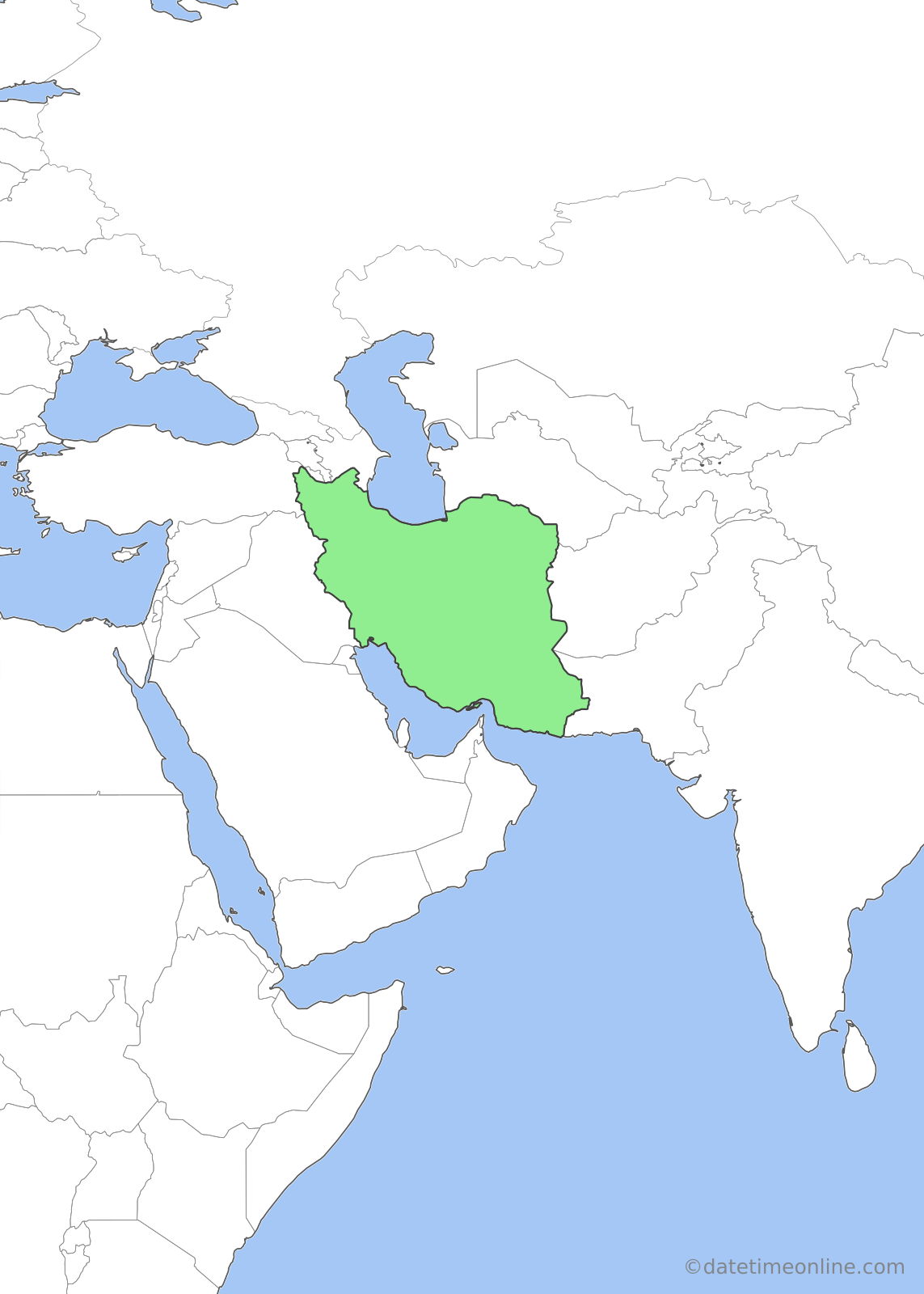 Current time zone map of IRST