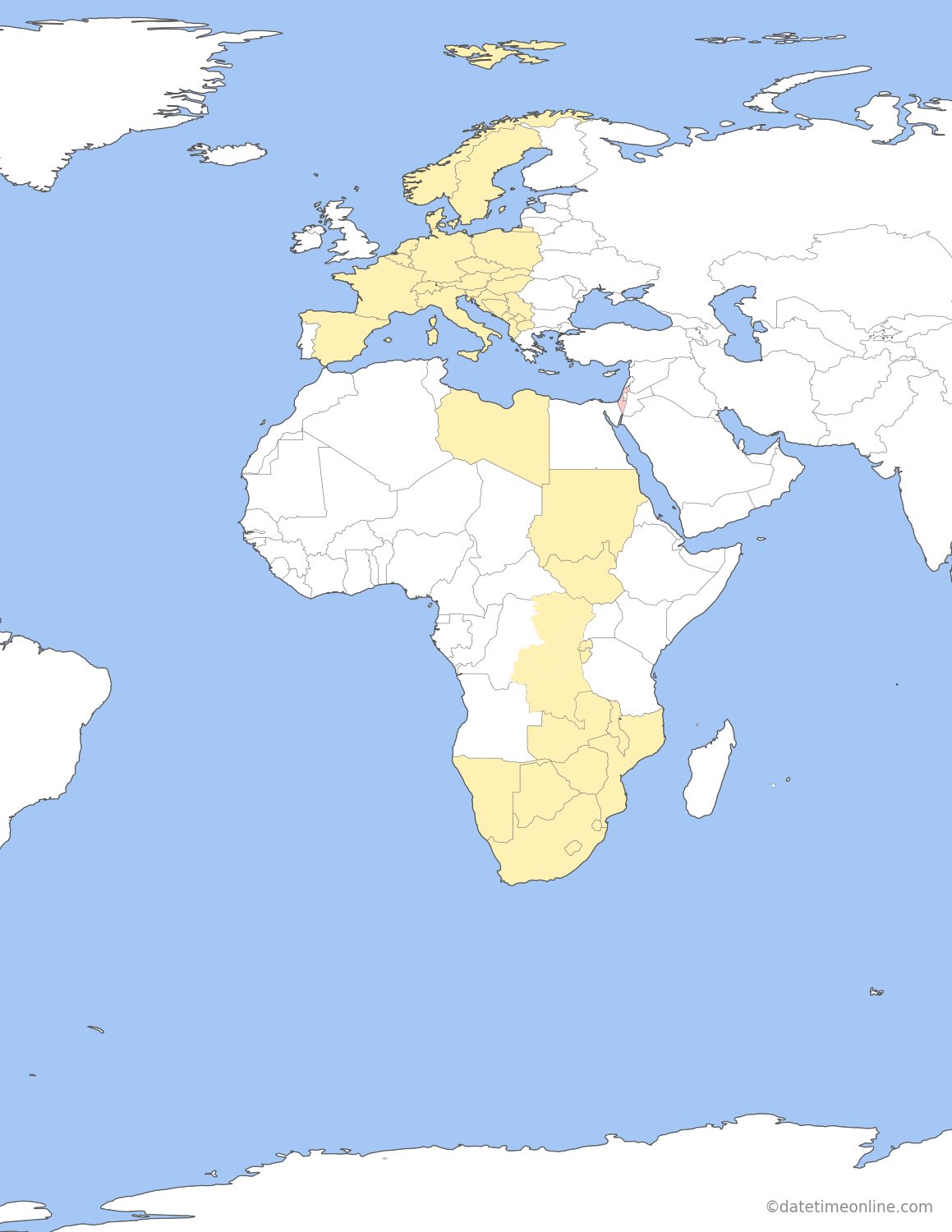 Current time zone map of IST