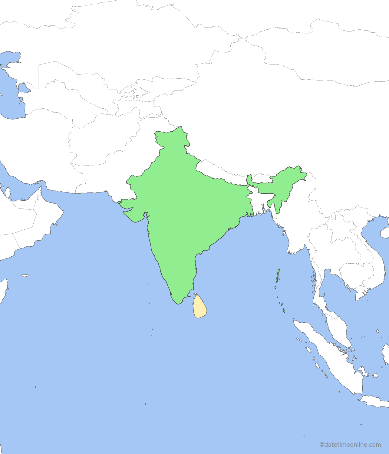 Current time zone map of IST