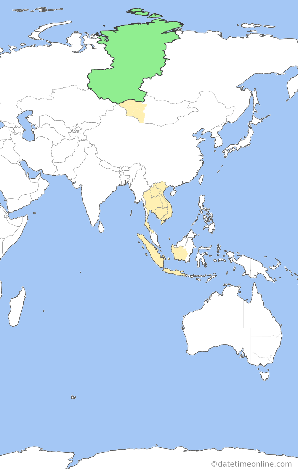 Current time zone map of KRAT
