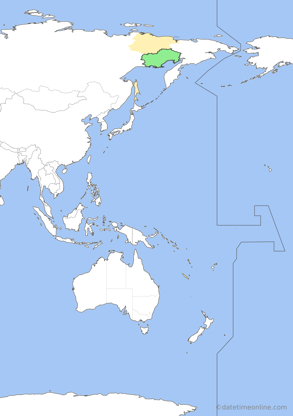 Current time zone map of MAGT