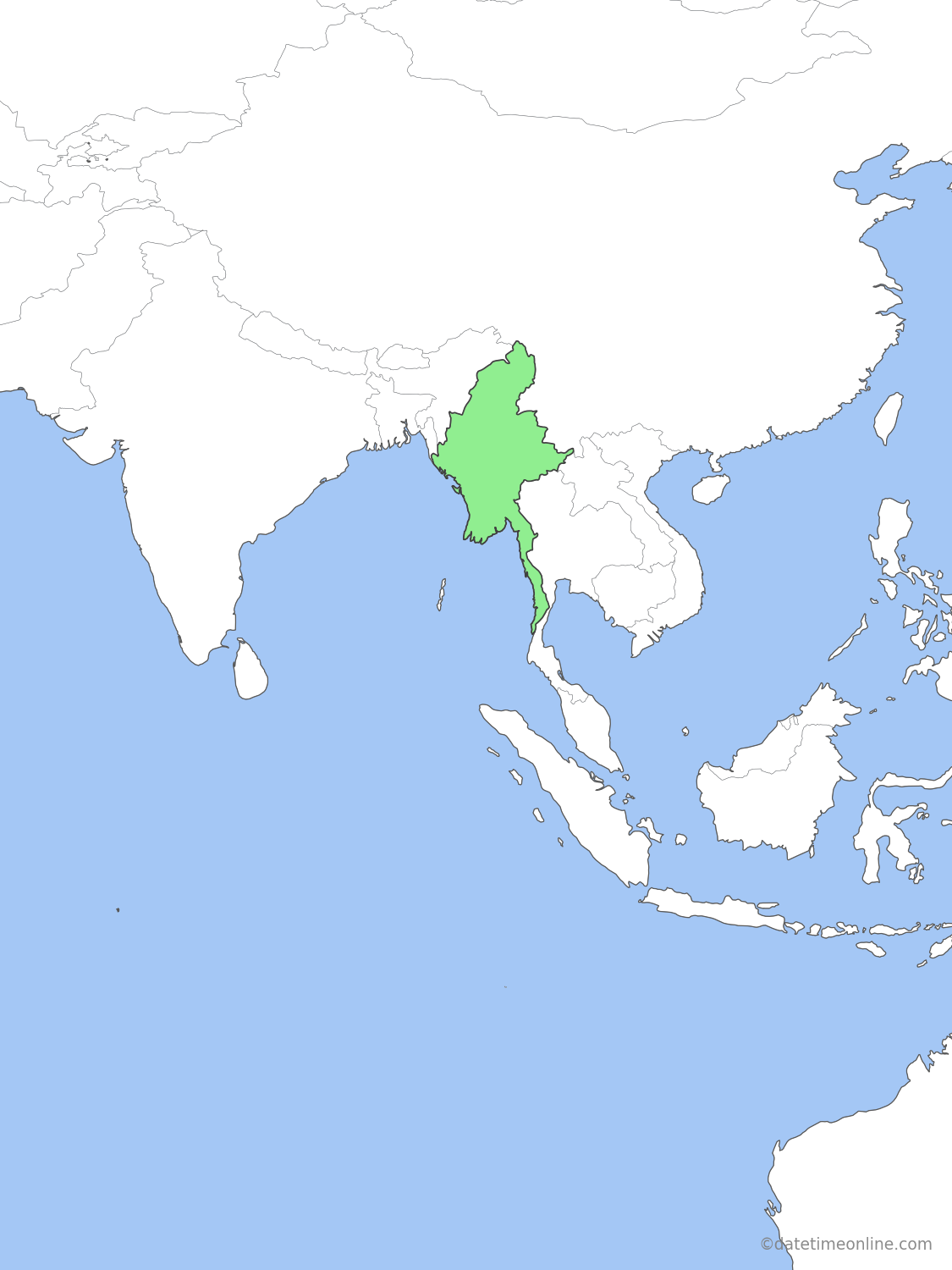 Current time zone map of MMT
