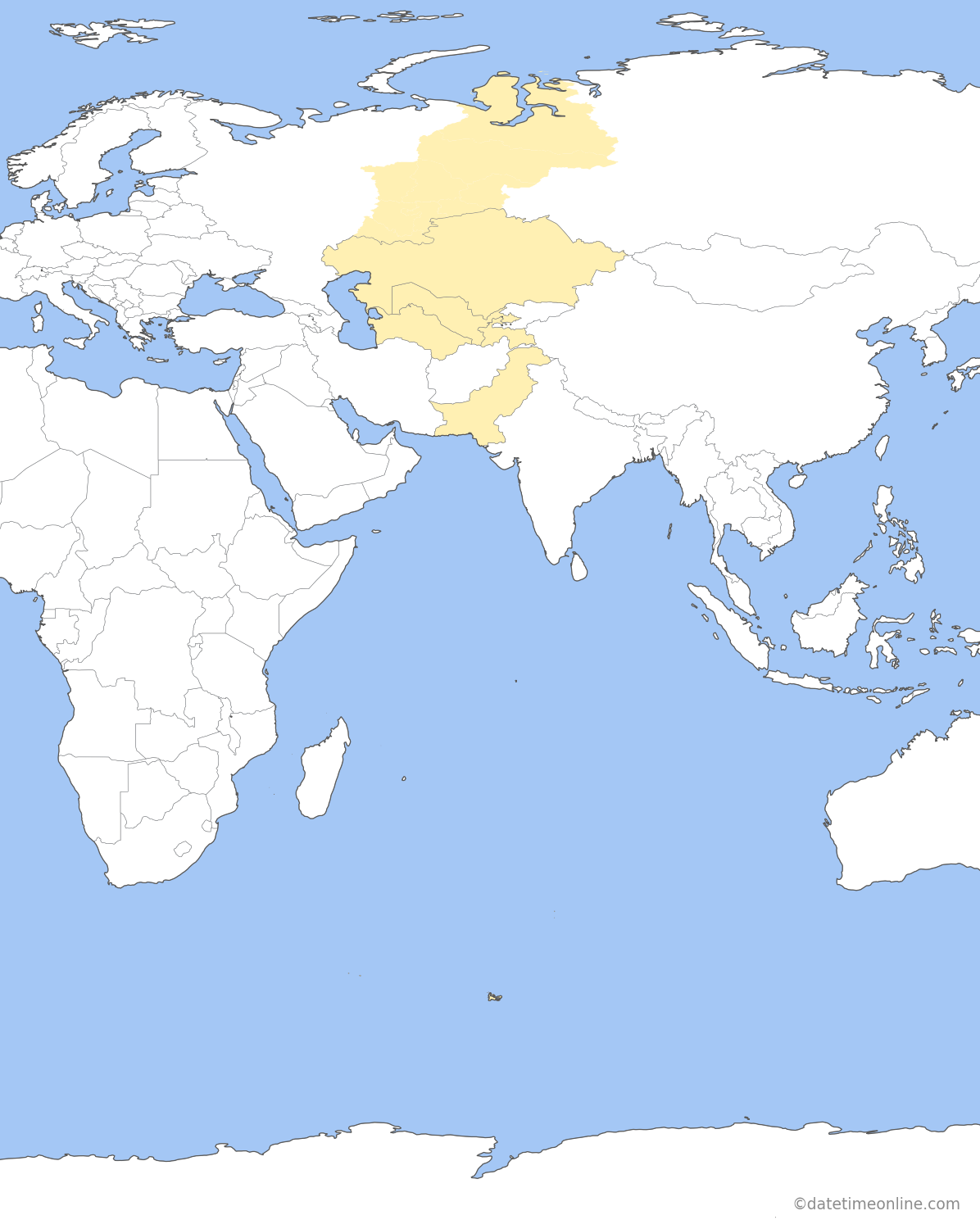 Current time zone map of MVT