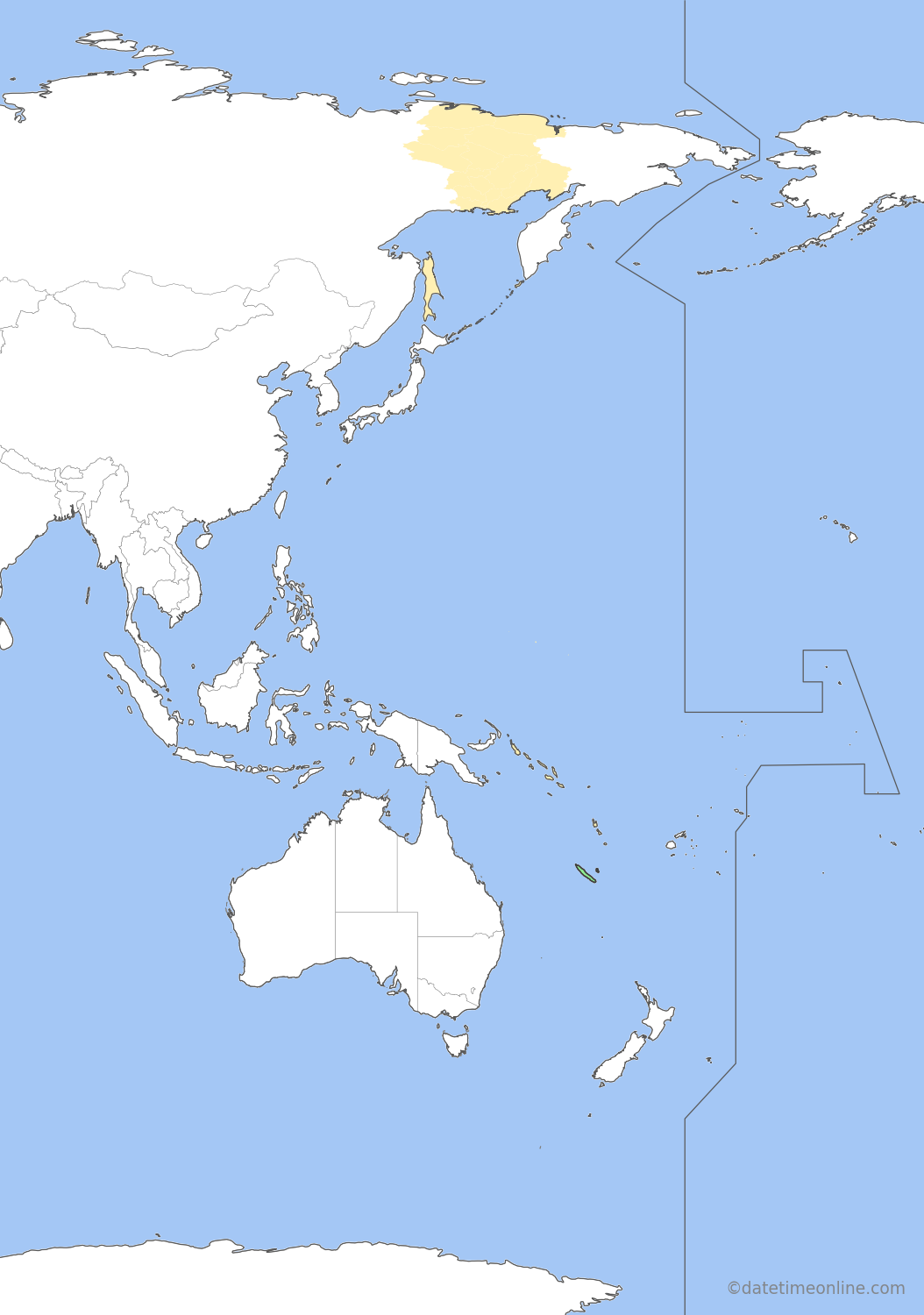 Current time zone map of NCT