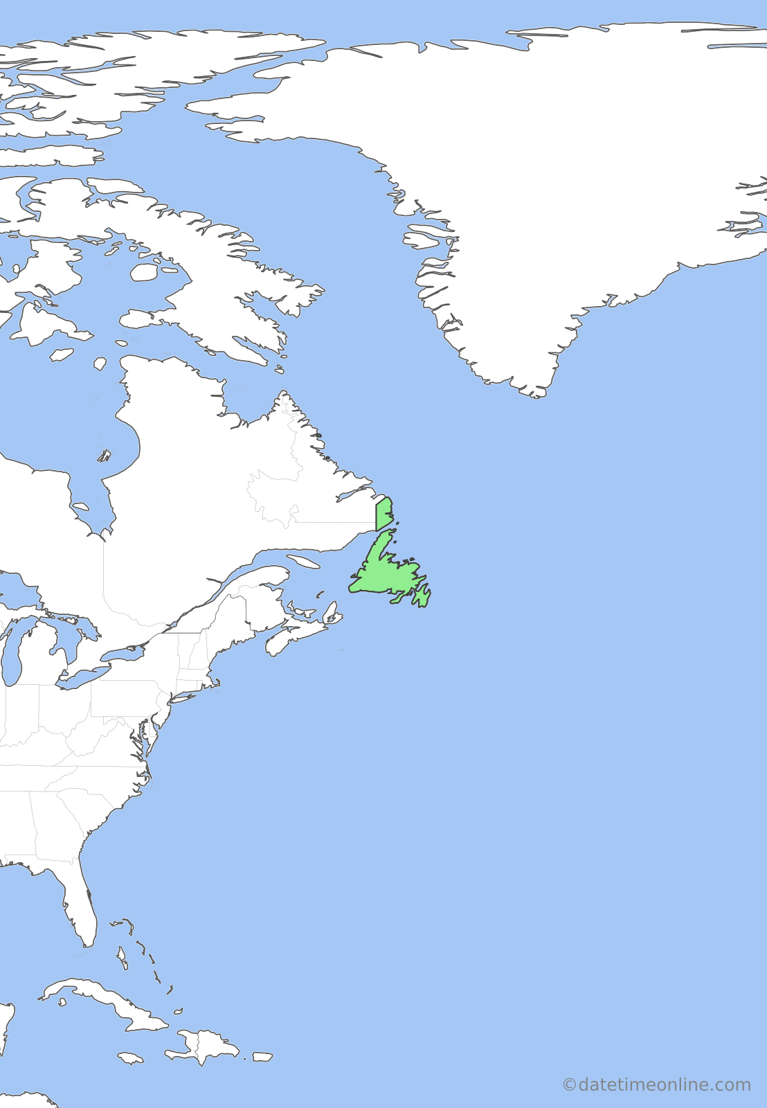 Current time zone map of NDT
