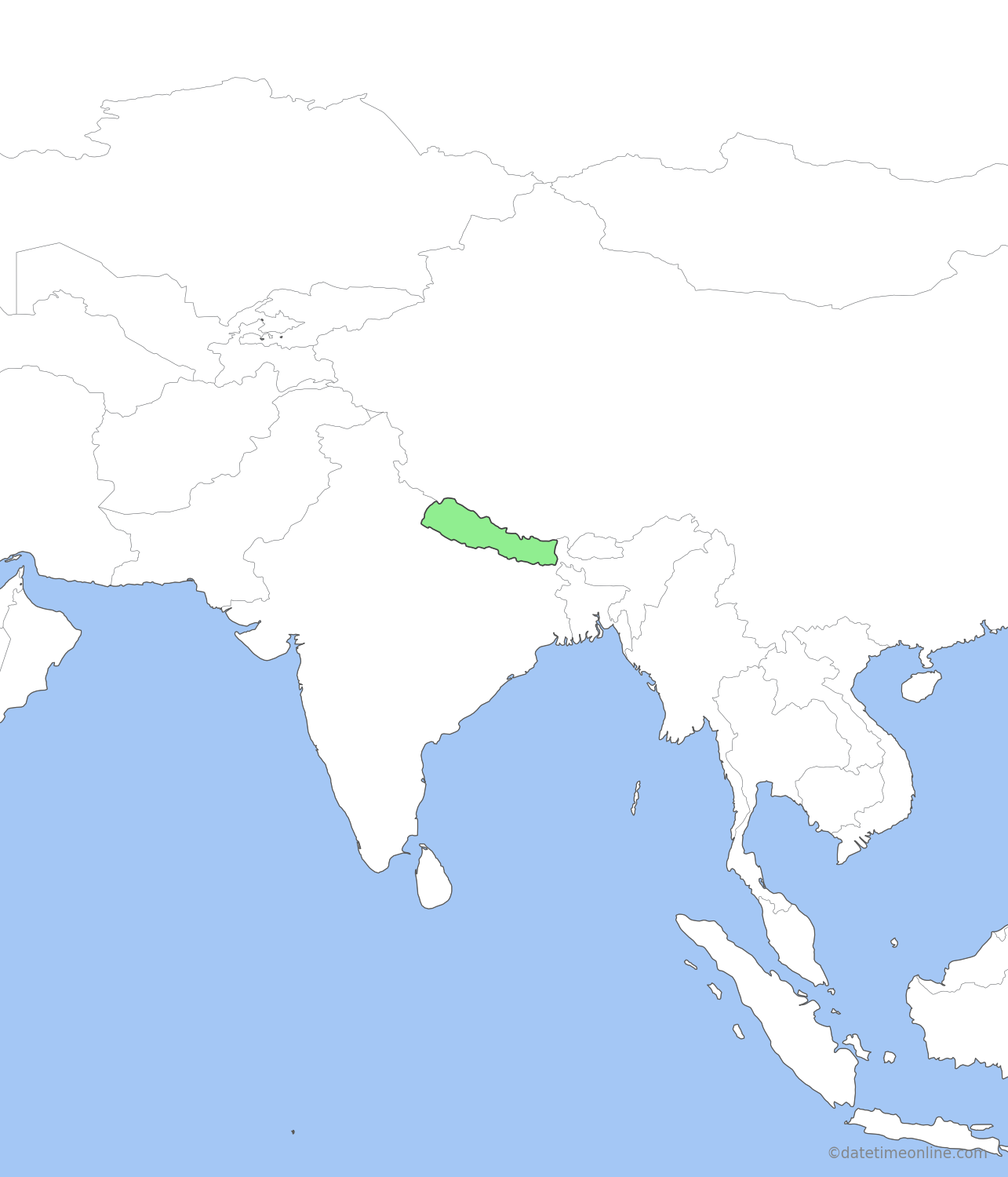 Current time zone map of NPT