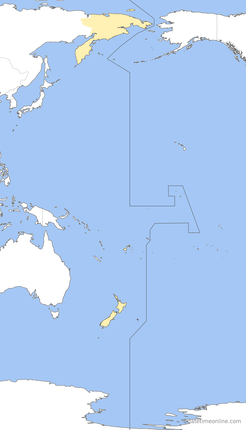 Current time zone map of NRT