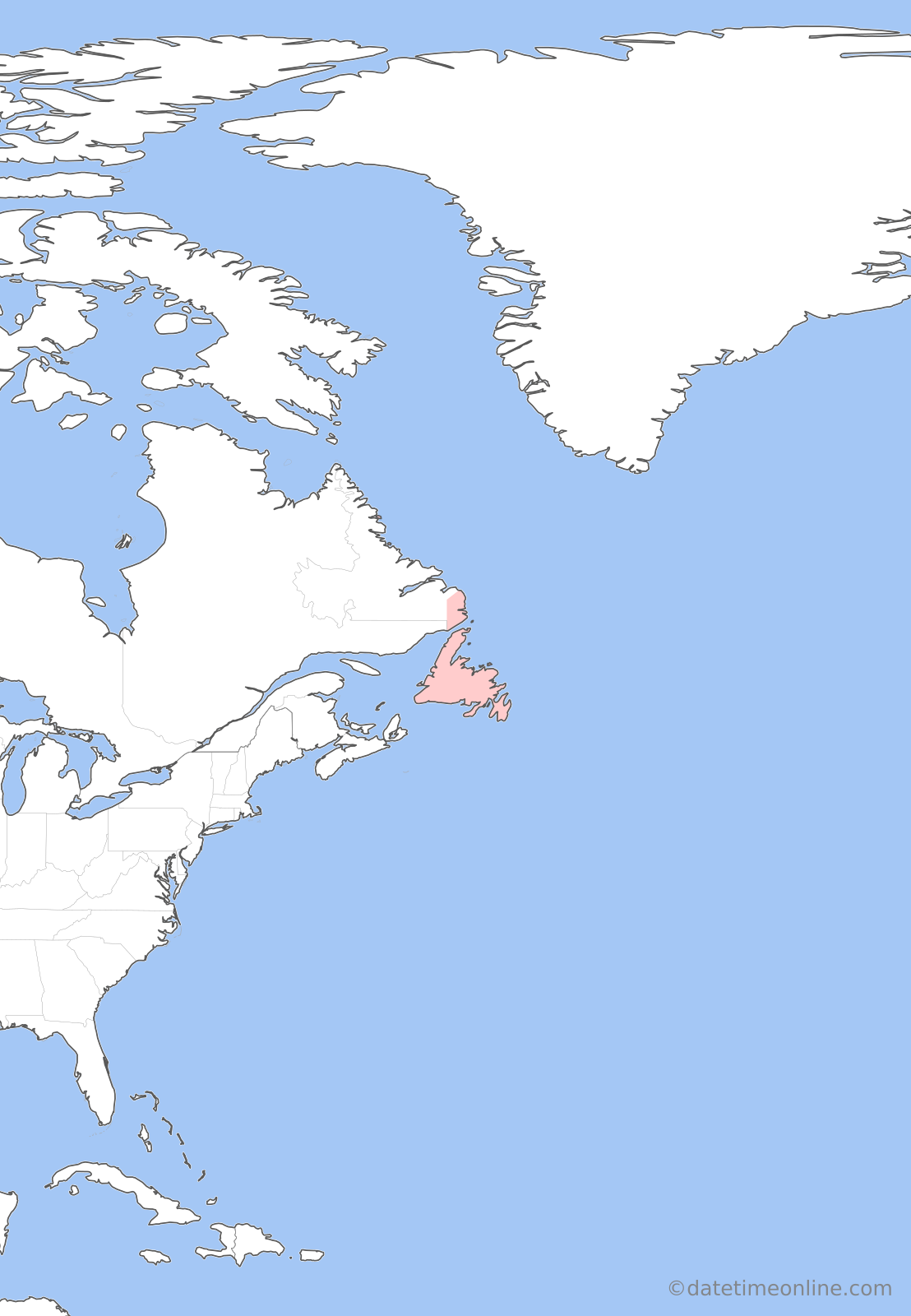 Current time zone map of NST