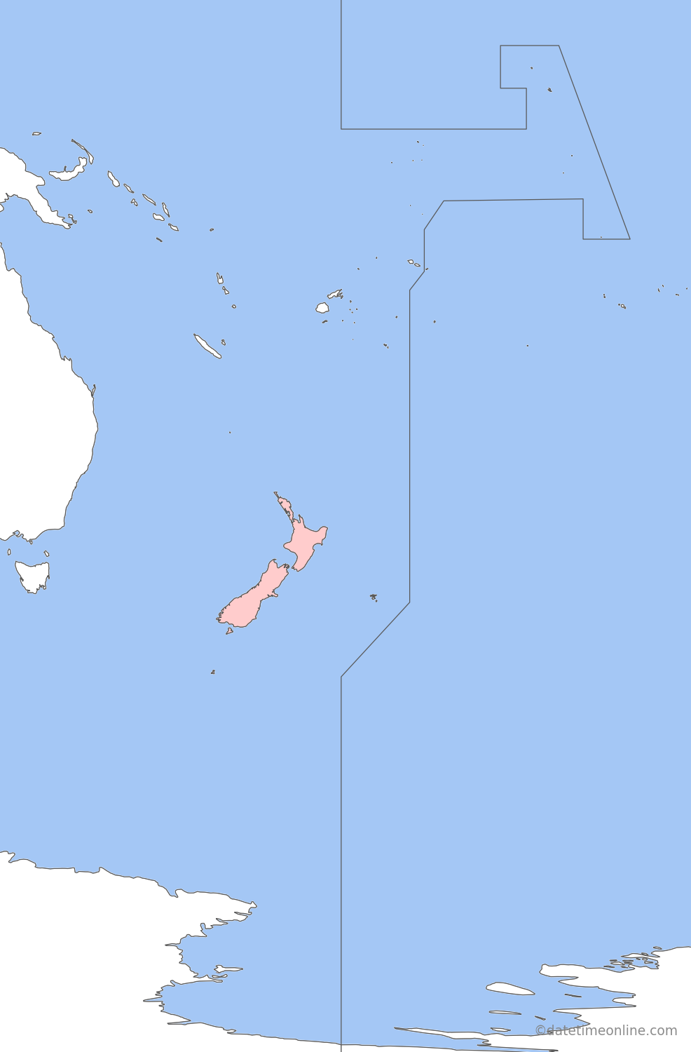 Current time zone map of NZDT