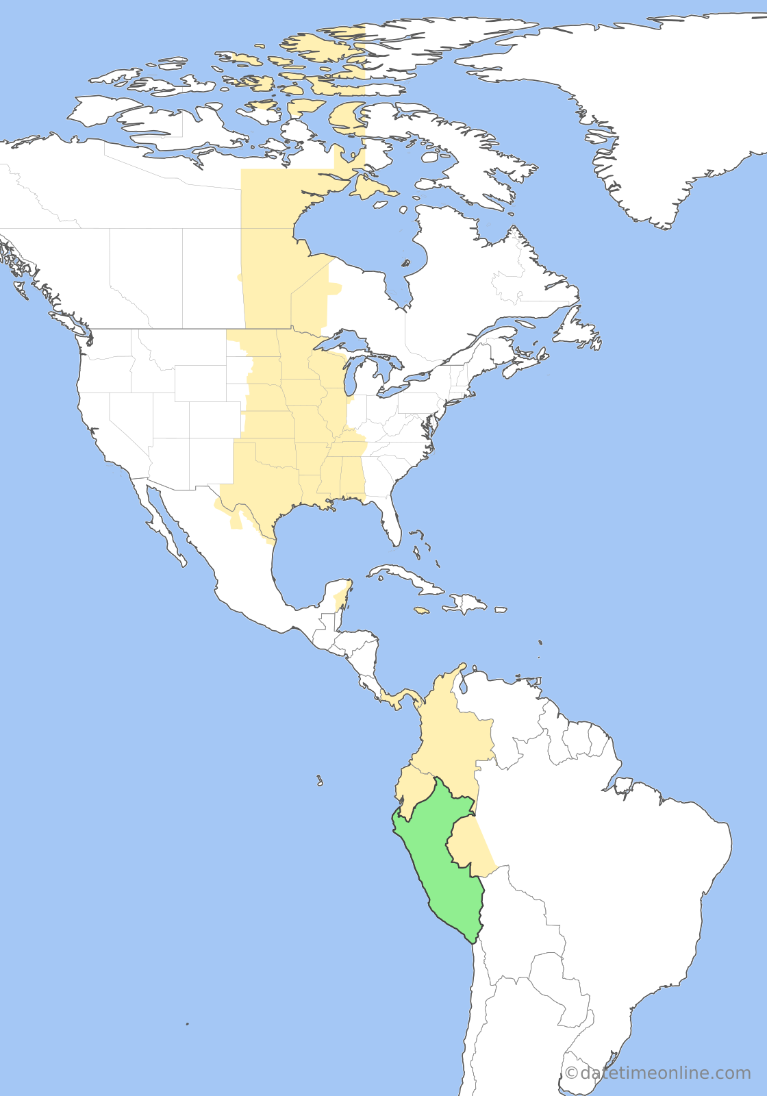 Current time zone map of PET