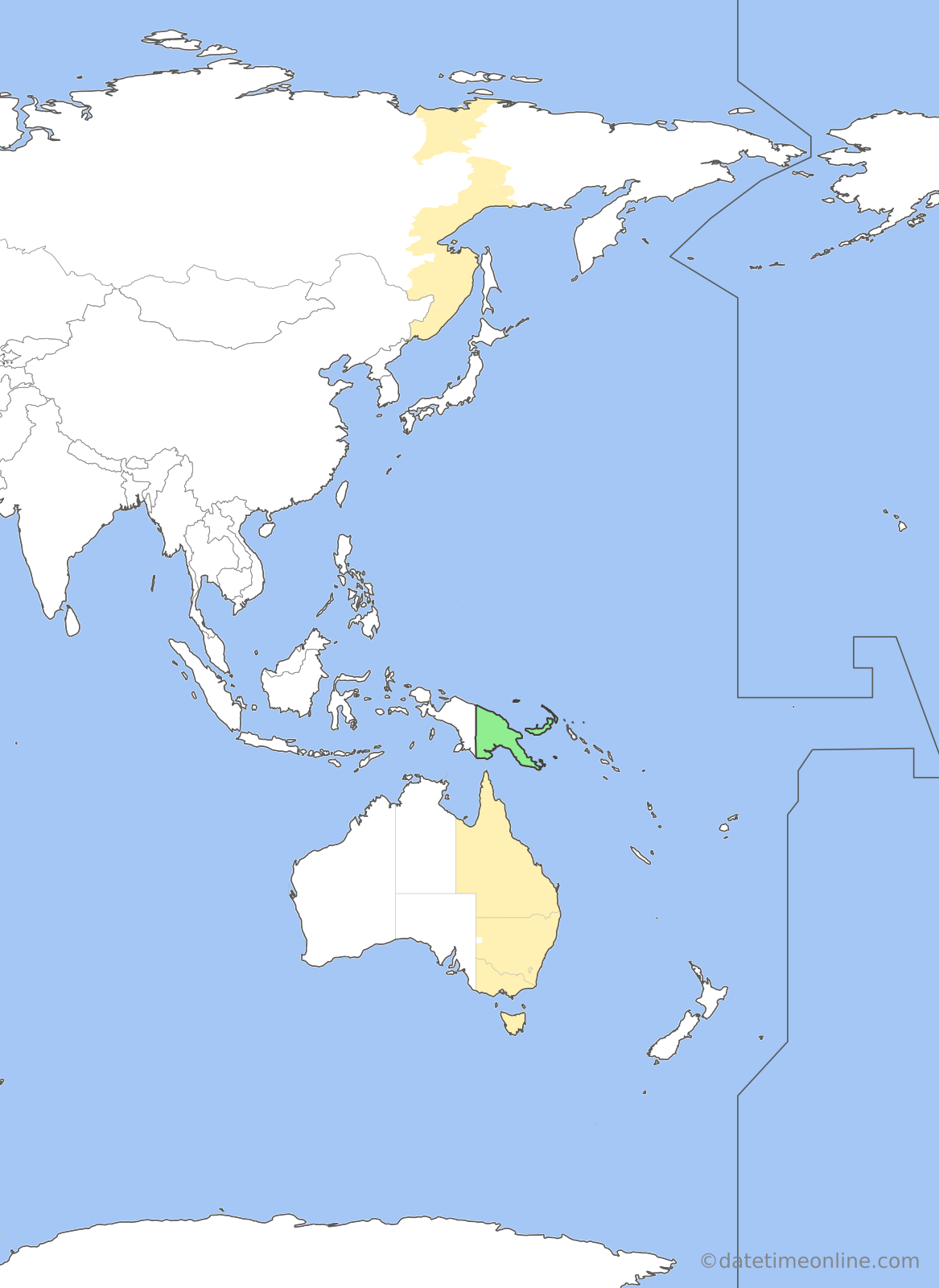 Current time zone map of PGT