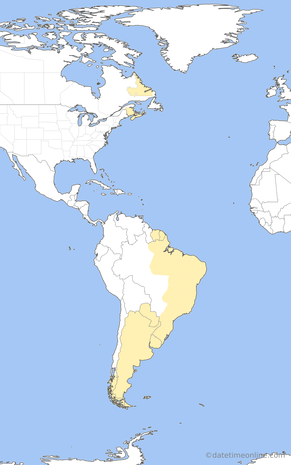 Current time zone map of PMST