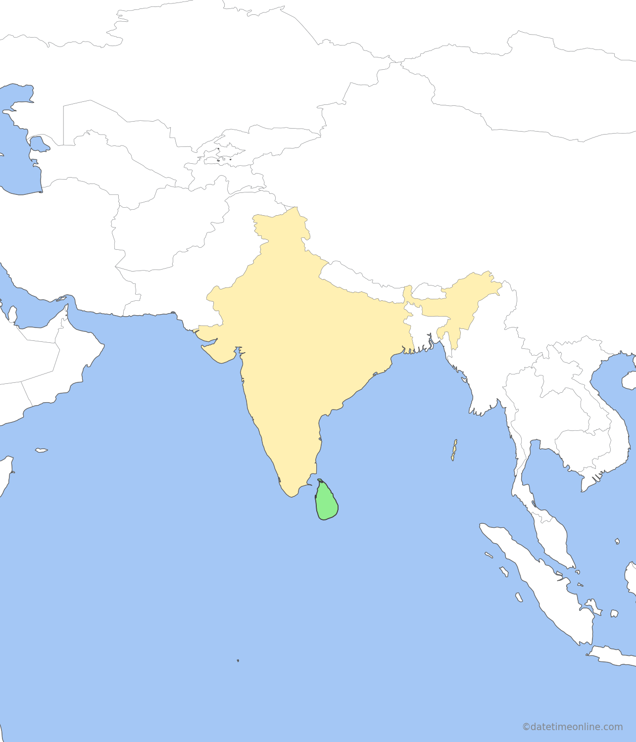 Current time zone map of SLST