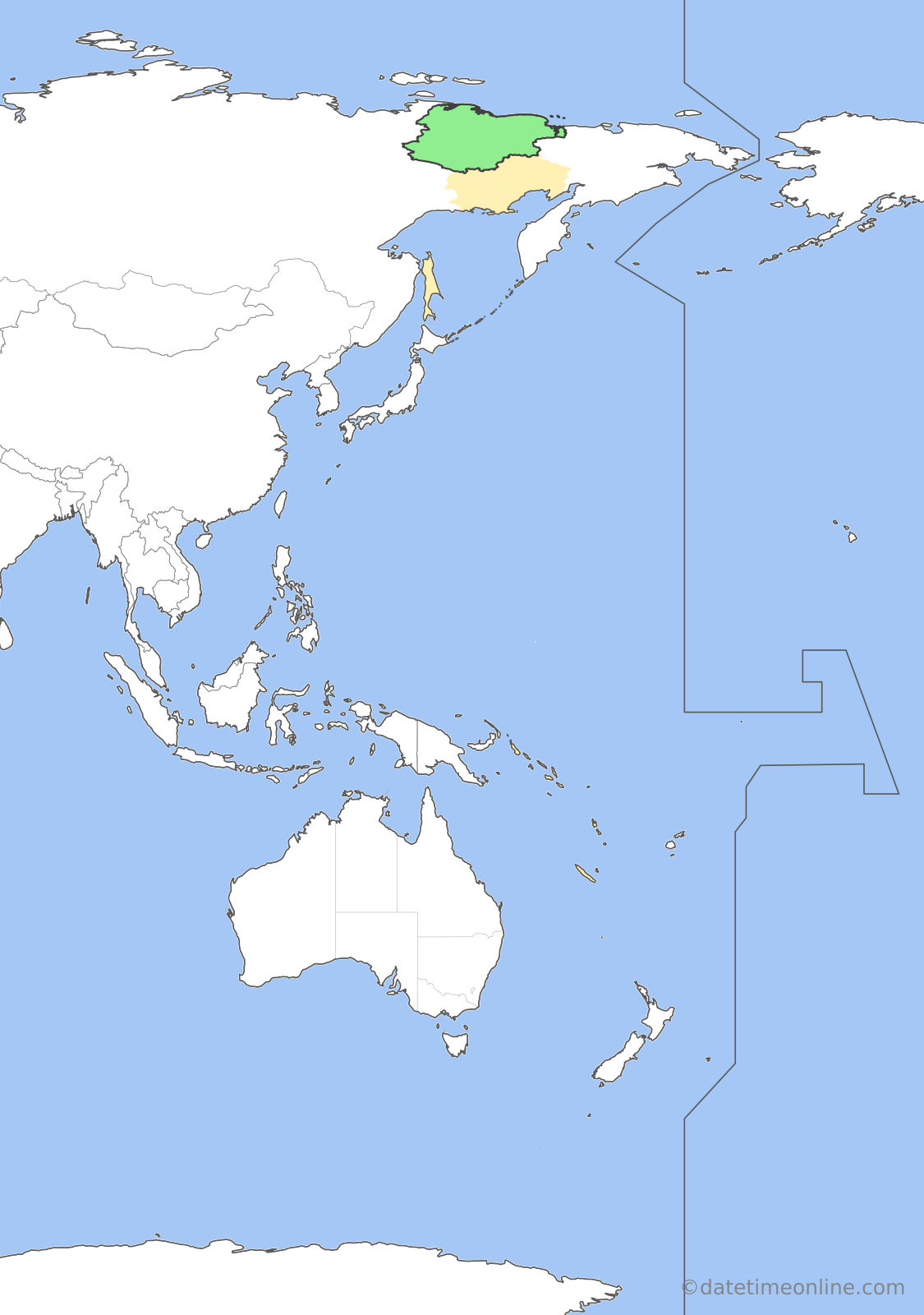 Current time zone map of SRET