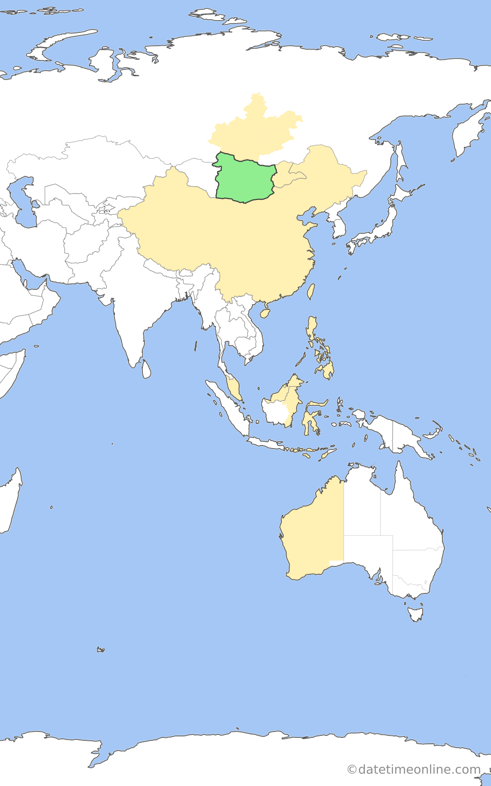 Current time zone map of ULAT