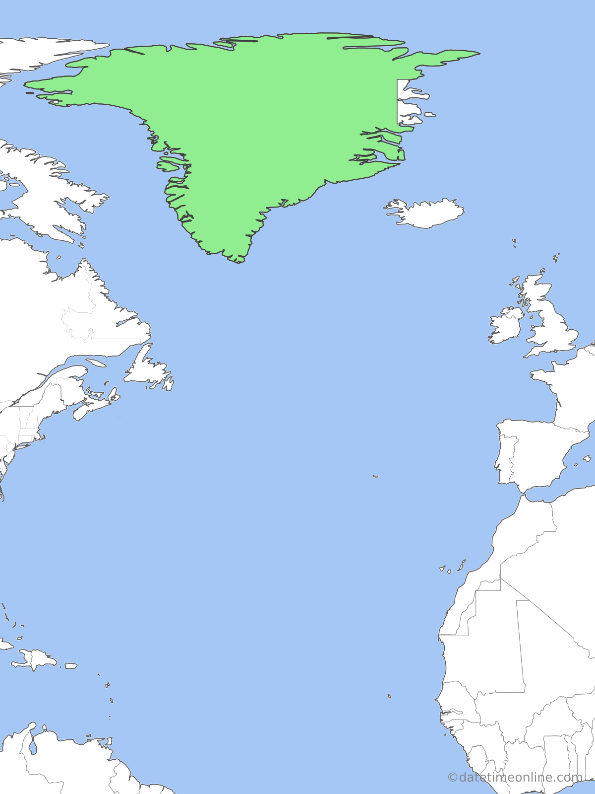 Current time zone map of WGST
