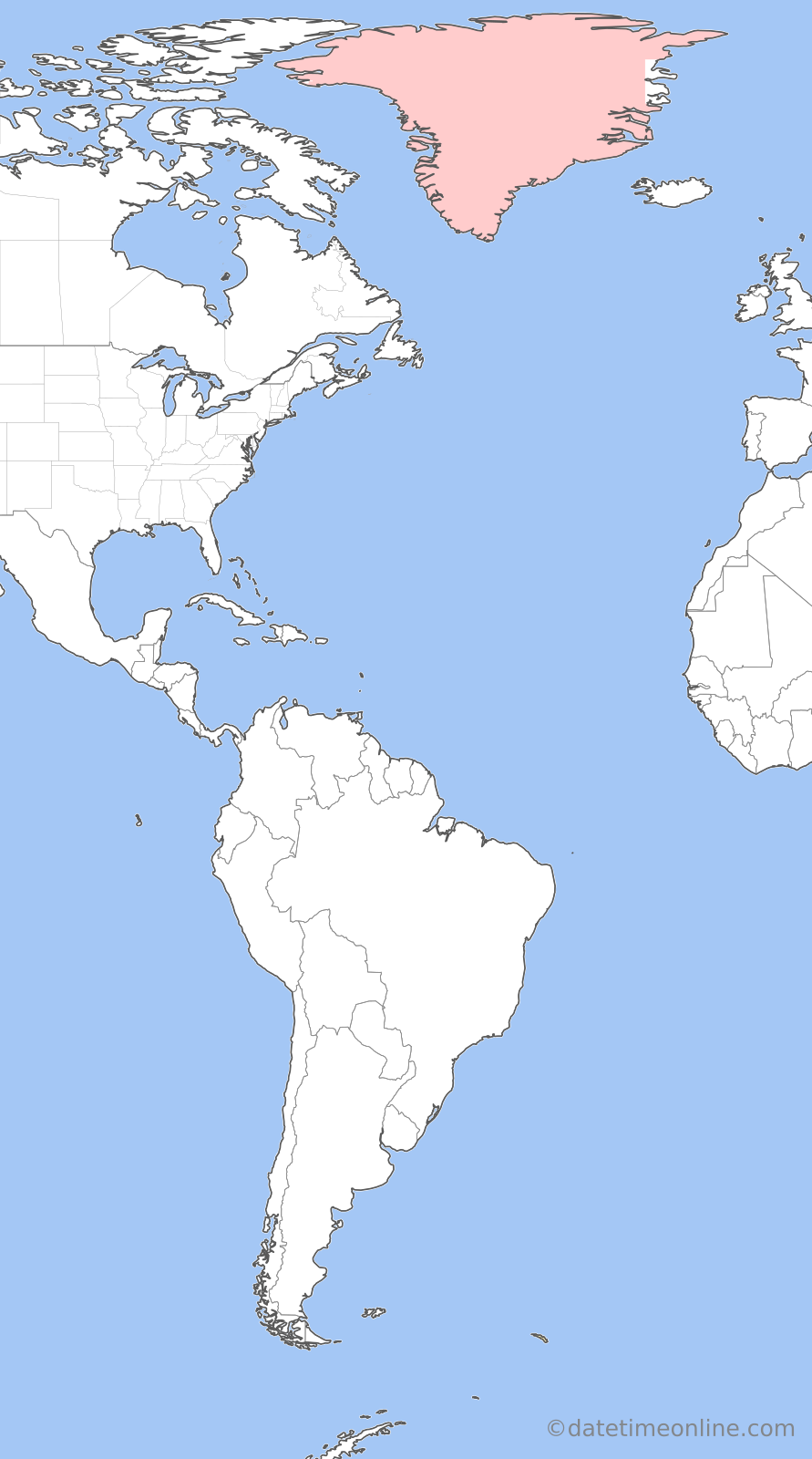 Current time zone map of WGT