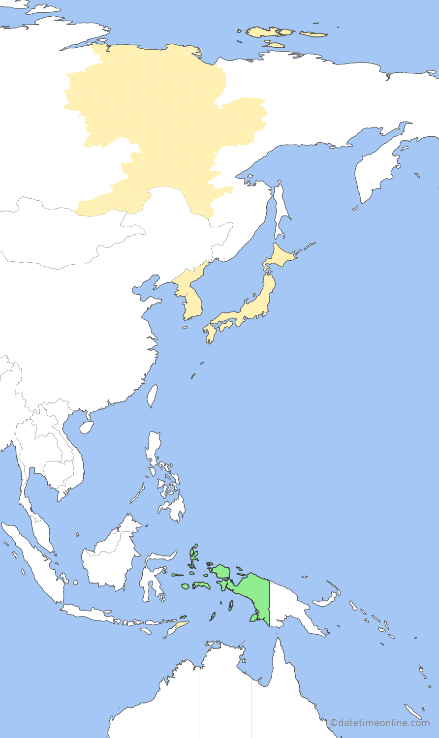 Current time zone map of WIT