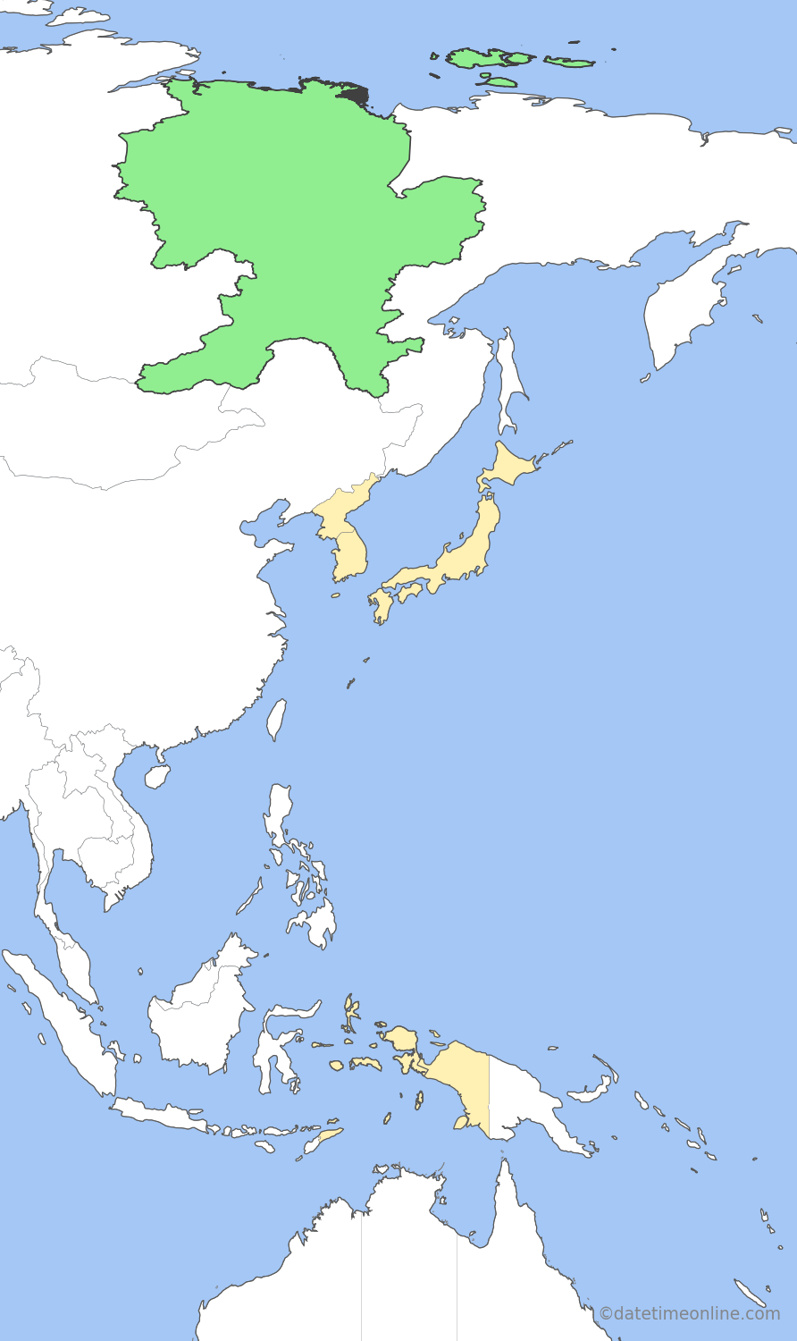 Current time zone map of YAKT